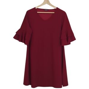 NWOT | SHEIN V-neck Flounce Sleeve Solid Swing Dress
